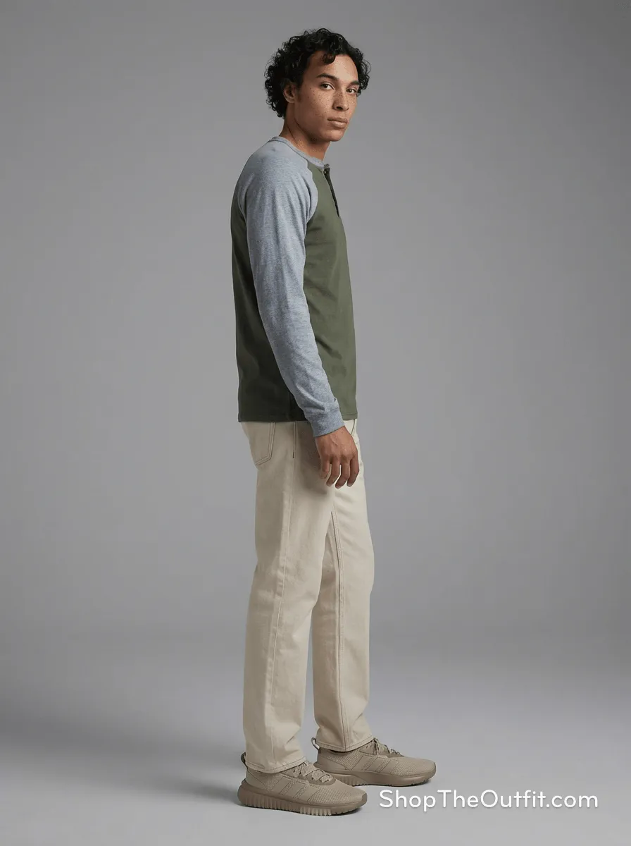 Modern Heritage Casual: Beige Denim & Henley