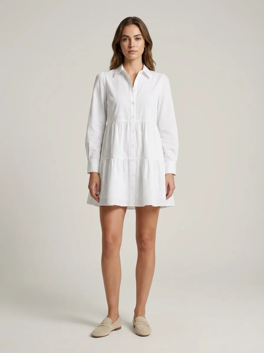 Tiered Poplin & Suede Chic