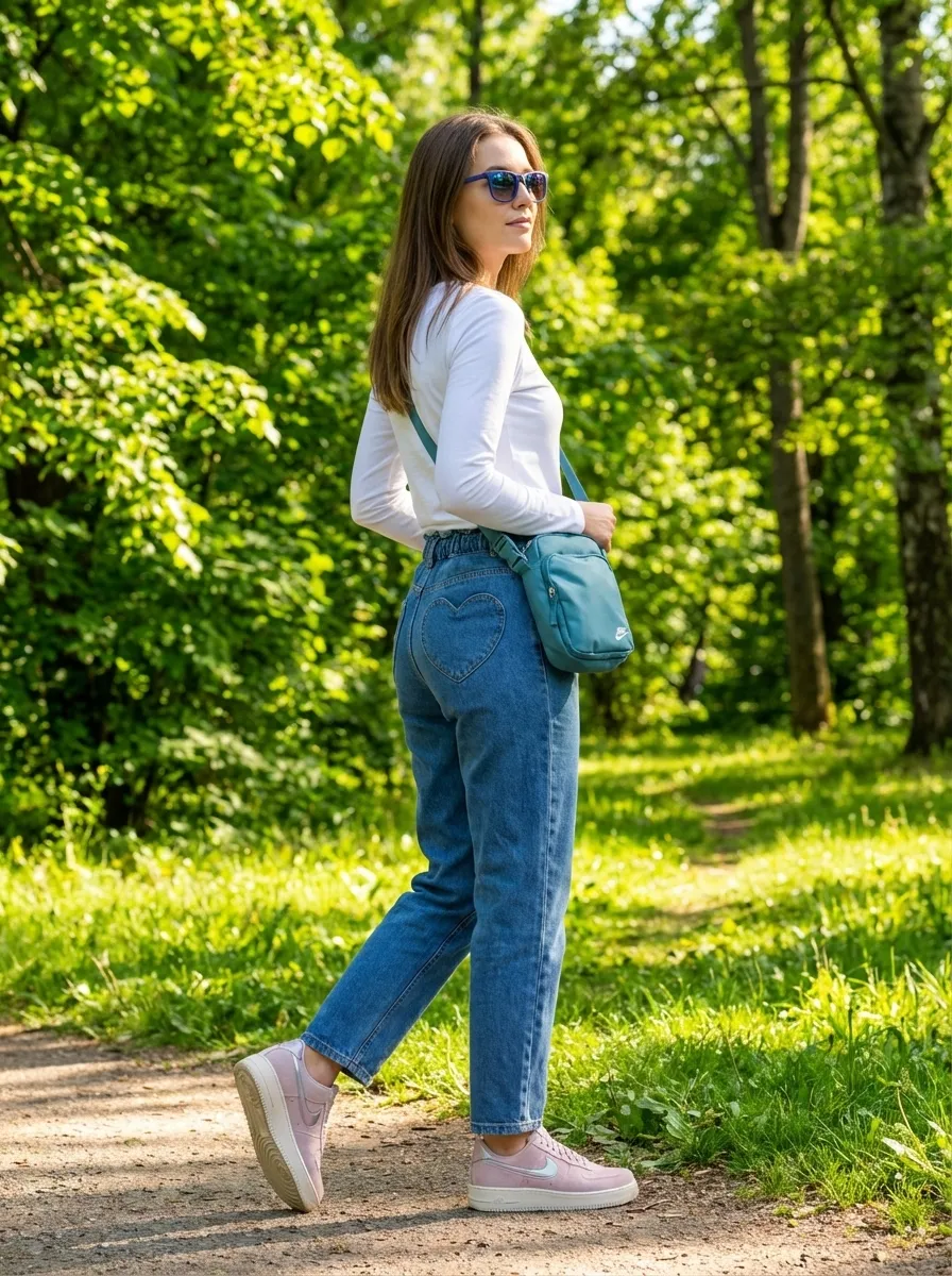Heart Denim & Air Force 1 Street Style