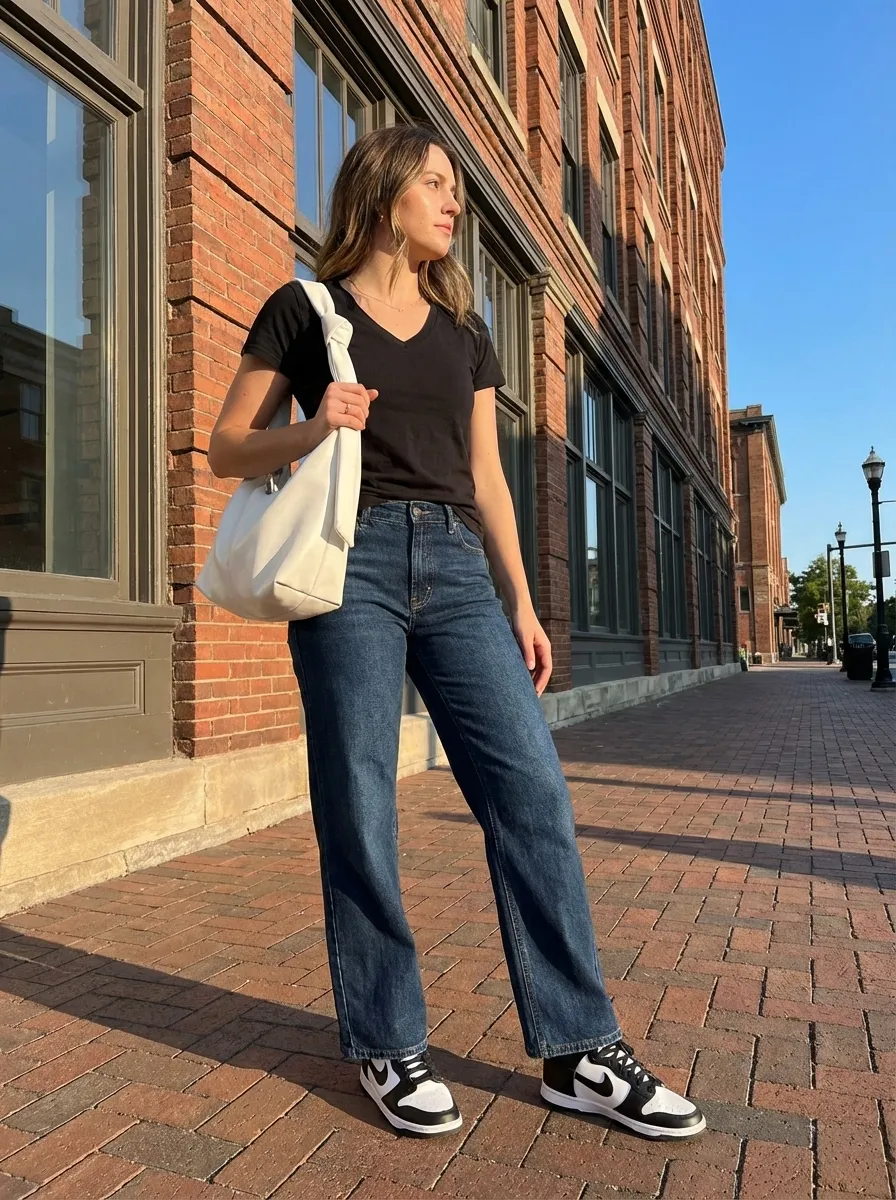 Effortless Cool: Wide Leg Denim & Dunk Style