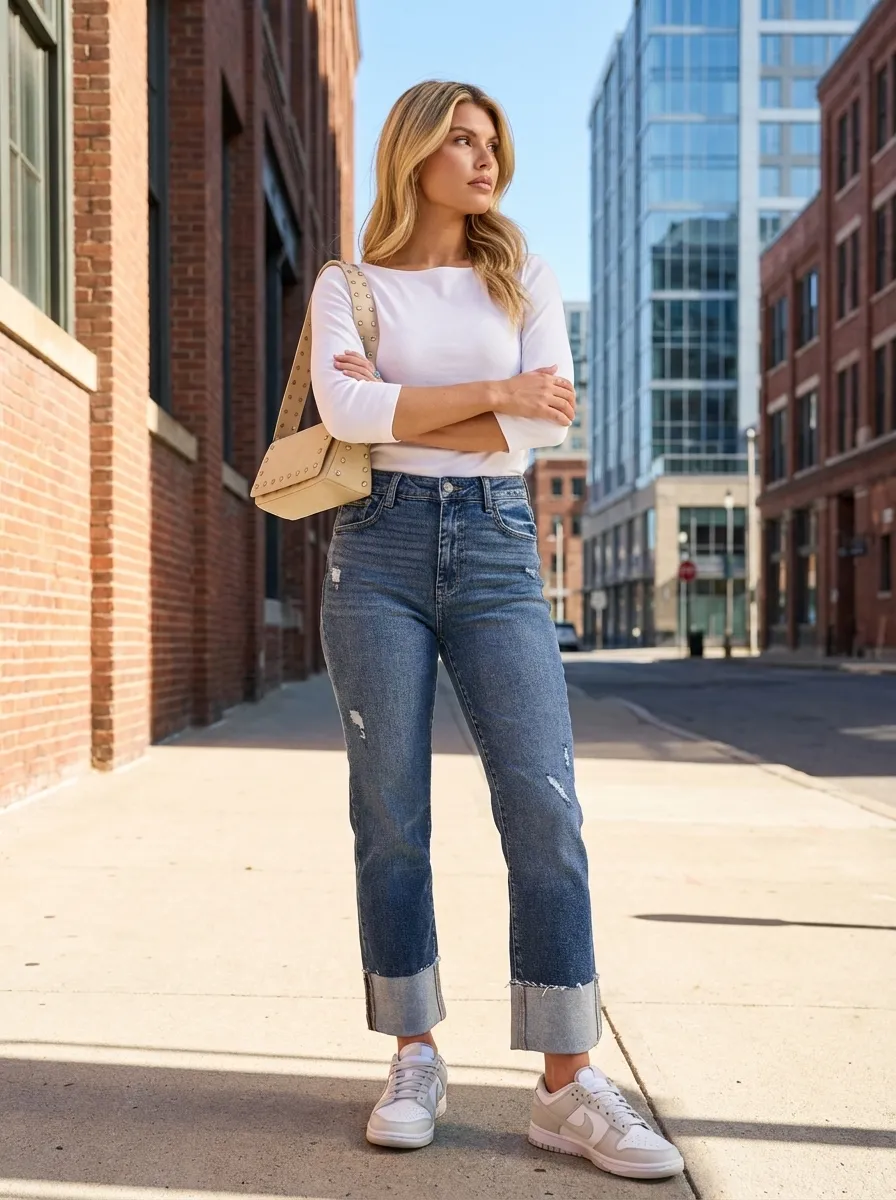 Effortless Chic: Denim & Dunks