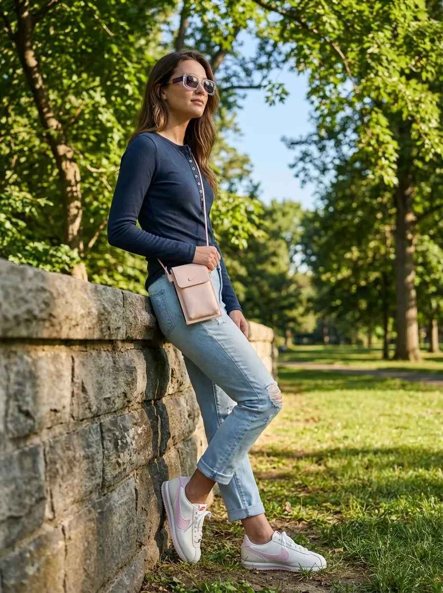 Effortless Cool: Distressed Denim & Henley Vibes