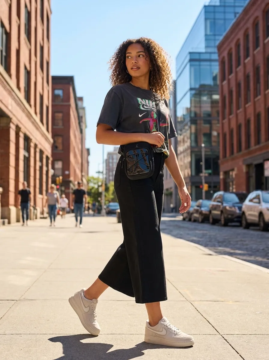 Urban Edge: Black Denim & AF1 Fresh