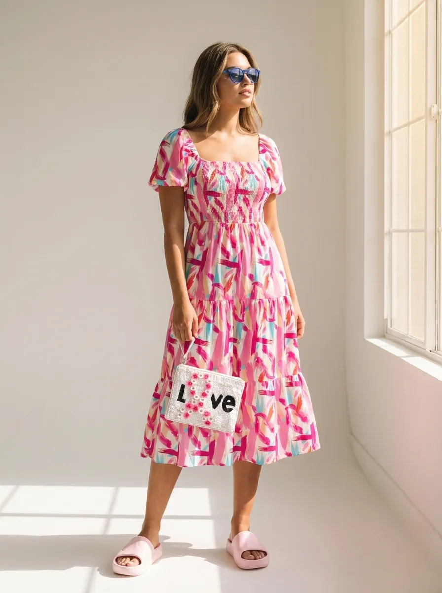 Boho Bliss: Smocked Dress & Slides