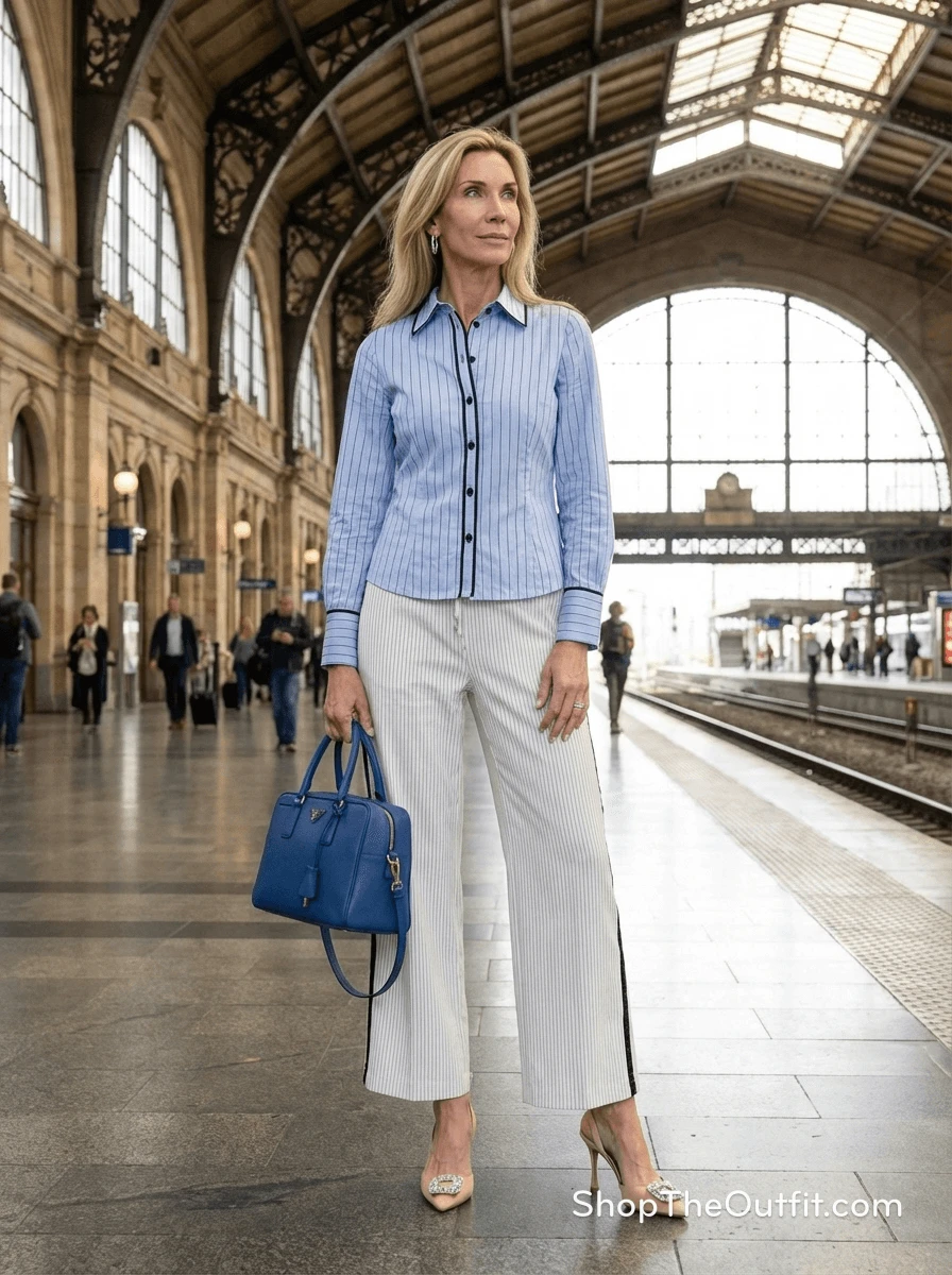 Pinstripe Powerhouse: City Chic Ensemble